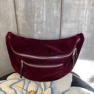 Urban Outfitters Wine Red Velvet Fanny Pack Unisex
